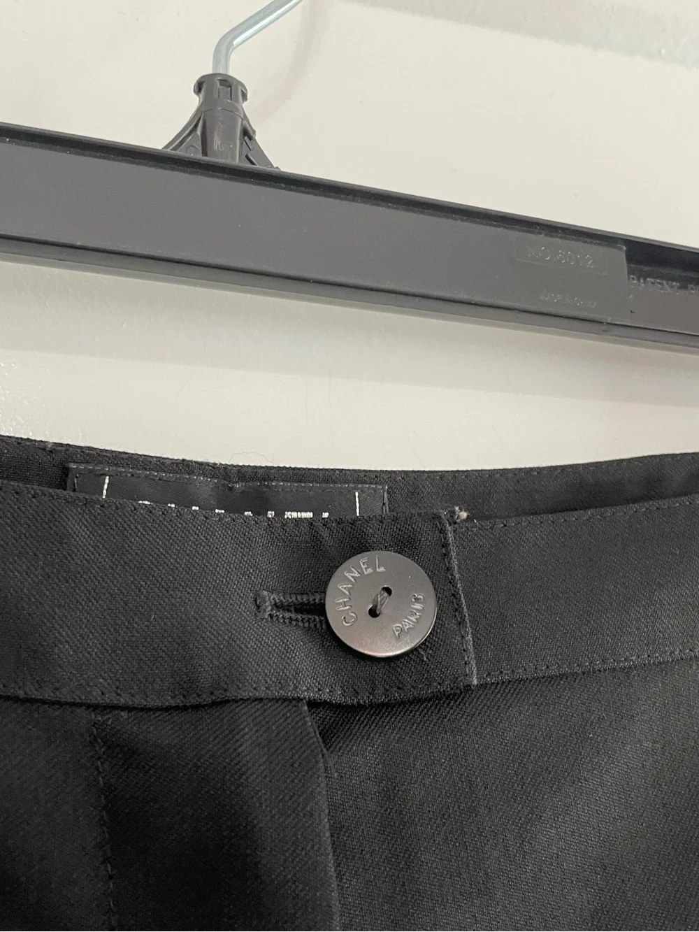 Vintage Chanel Straight Leg Trousers 38 Black Wool Quiet Luxury Pants